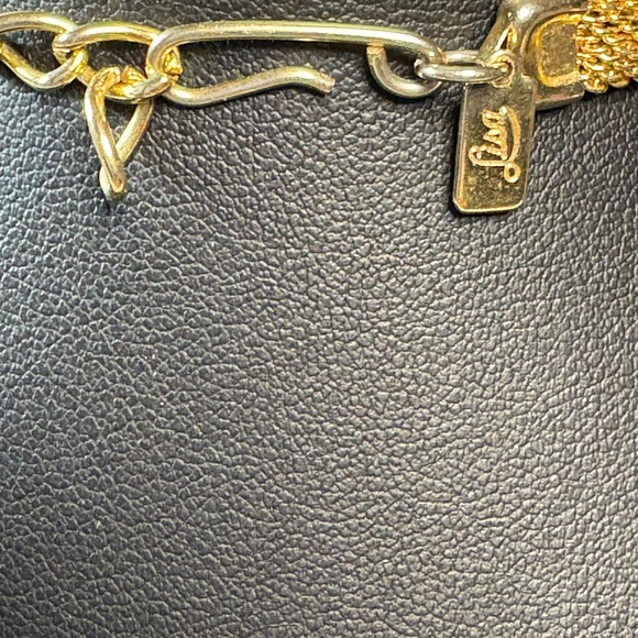 Vintage Lisa Gold-Tone Mesh Necklace Faux Pearls & Rhinestones Tassel Choker 14” - Picture 3 of 4